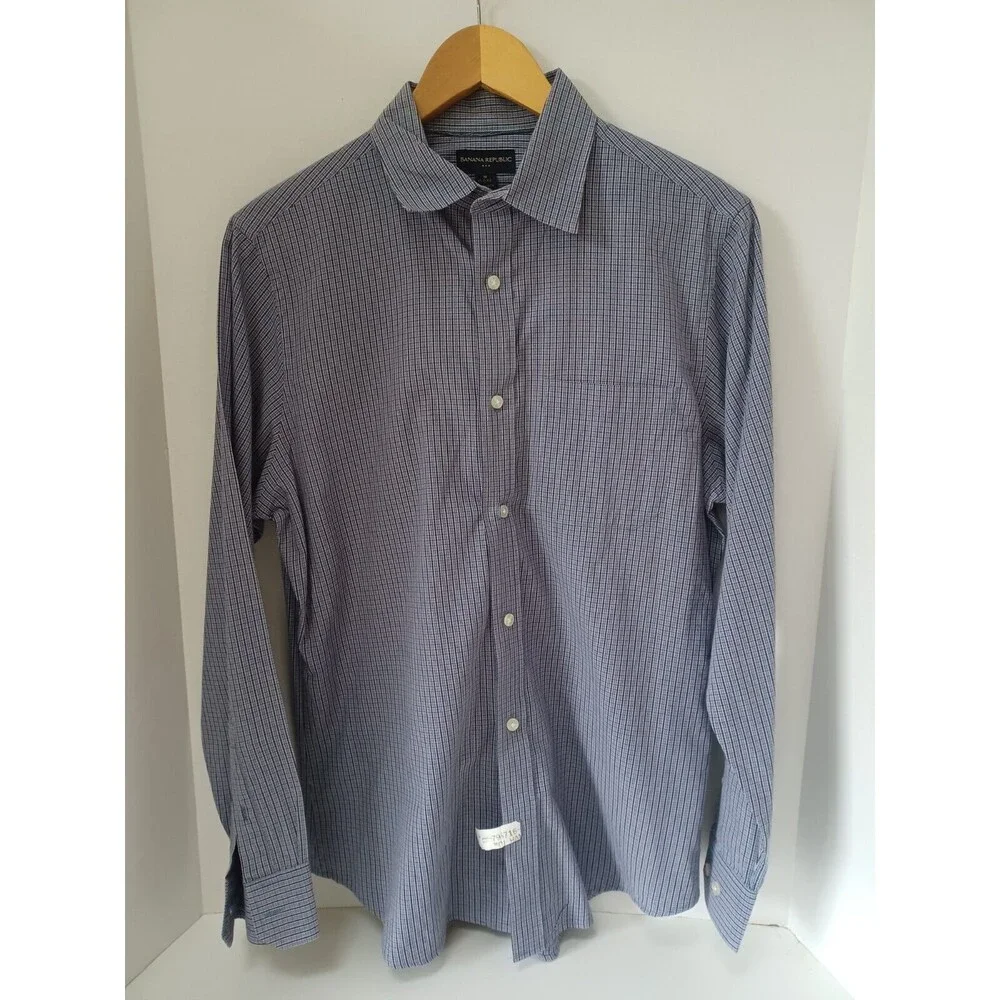 Banana Republic‎ 100% cotton Button Up Shirt Mens Medium 15 - 15 1/2 EUC
