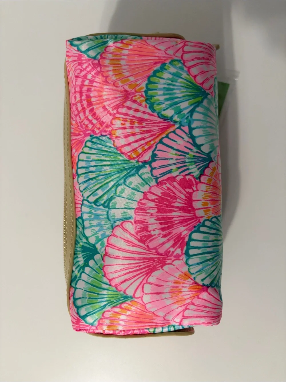 Lilly Pulitzer Pink Teal Shell Double-Zip Cosmetic Case