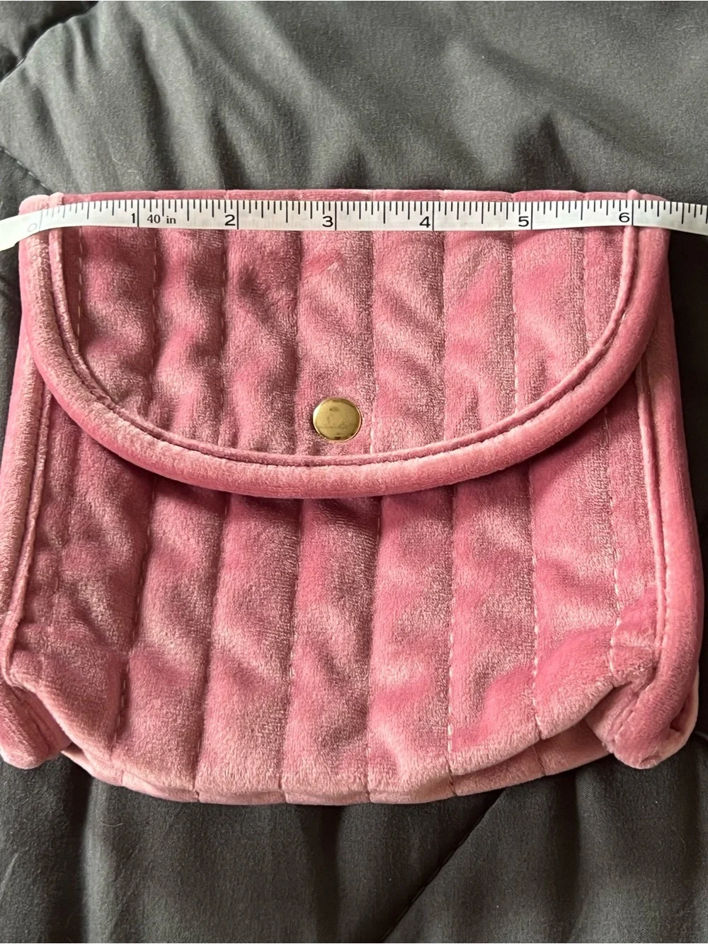 NWOT Sezane Pink Quilted Velvet Pouch 6.5 x 6.5