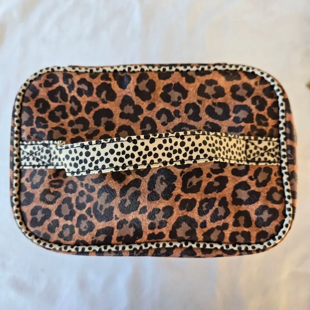 Nicole Miller Leopard Print Train Case with Gold Accents