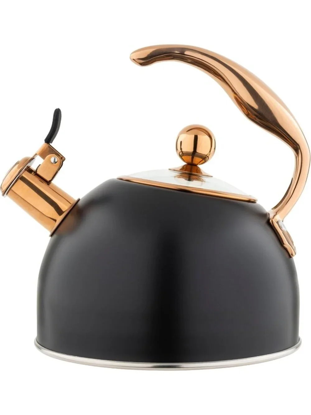 Viking 2.6 Qt 3-Ply Stainless Steel Kitchen Tea Kettle Black Induction Stovetop