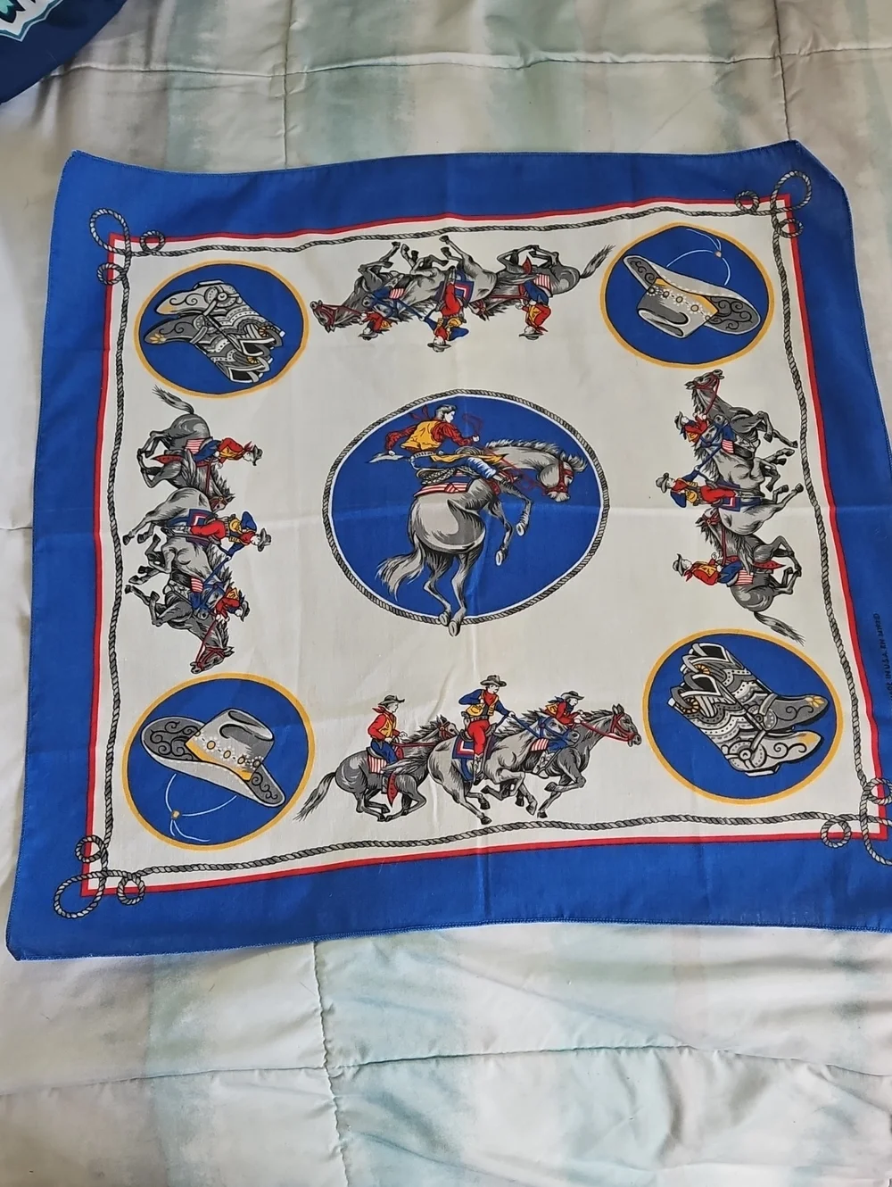 Vintage Rodeo Western Cowboy Bandana Scarf USA