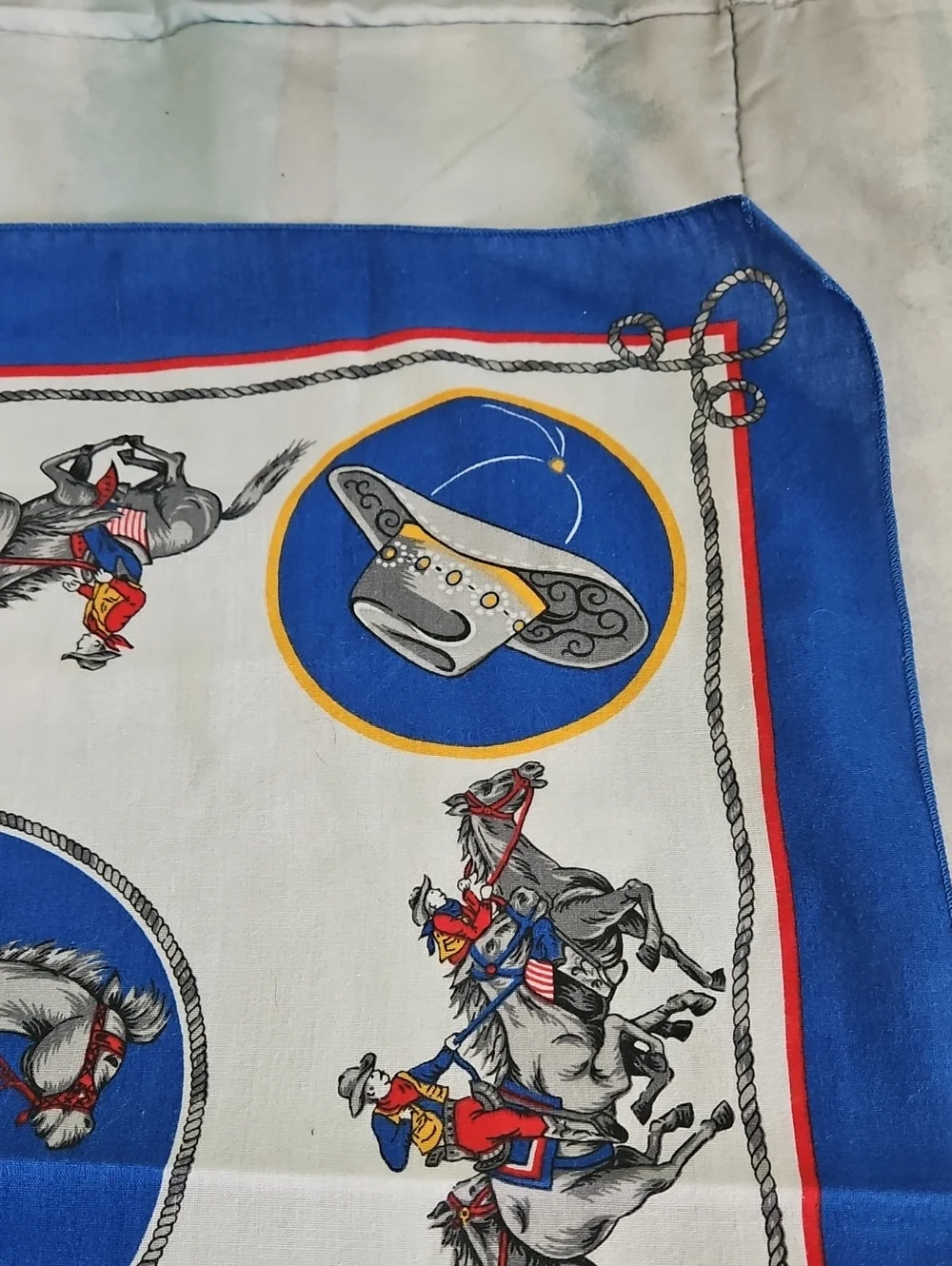 Vintage Rodeo Western Cowboy Bandana Scarf USA