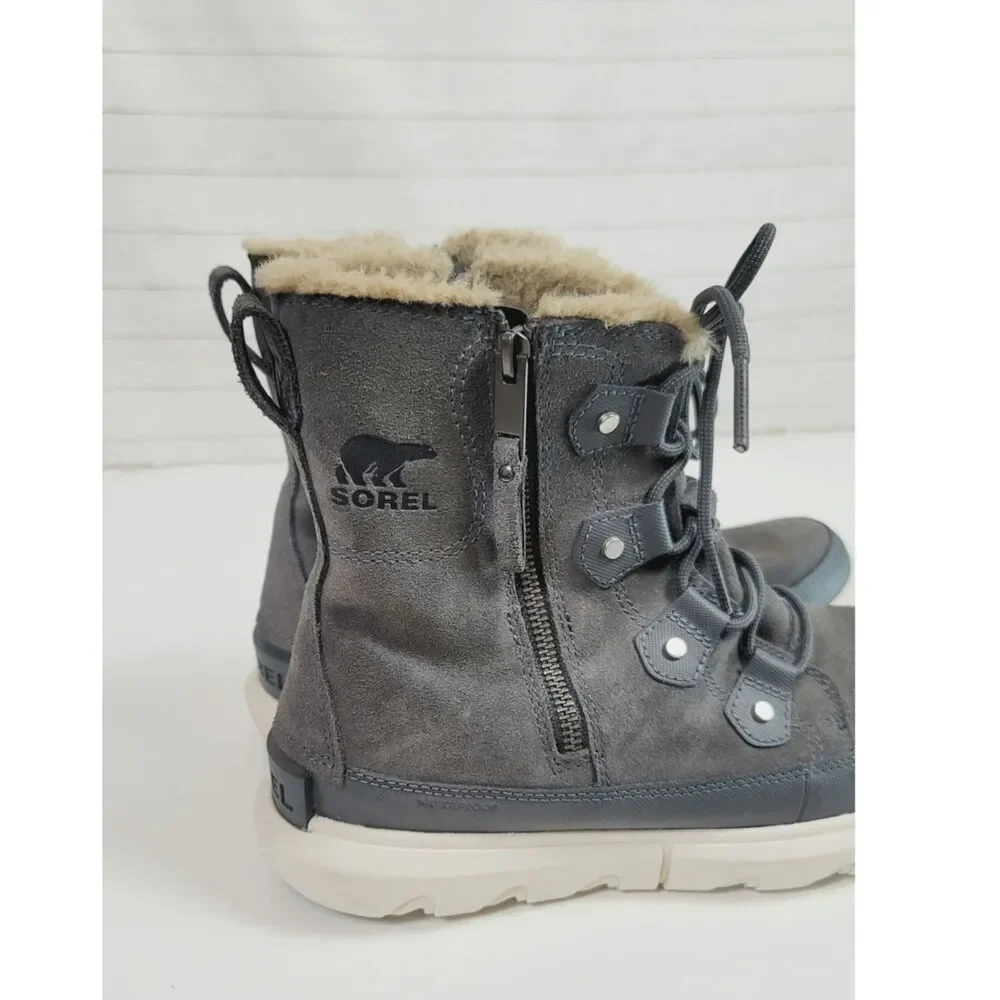 Sorel Explorer II Joan Faux Fur Waterproof Boot in Gray, sz 9.5