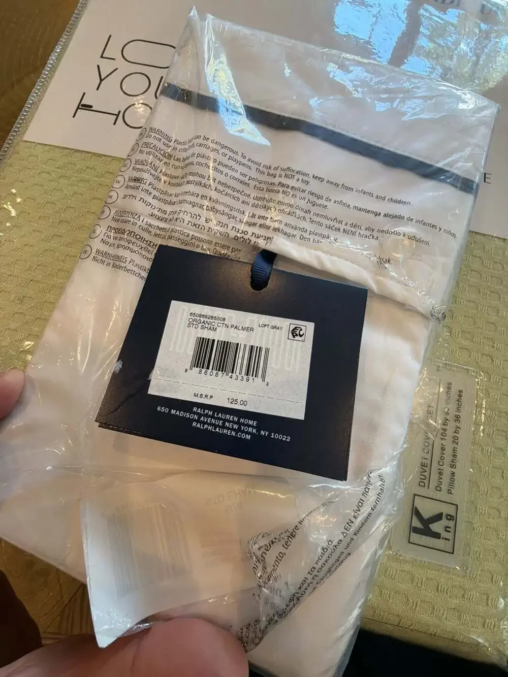 Ralph Lauren Organic Cotton Palmer Percale Standard Pillow Sham Loft Gray NEW