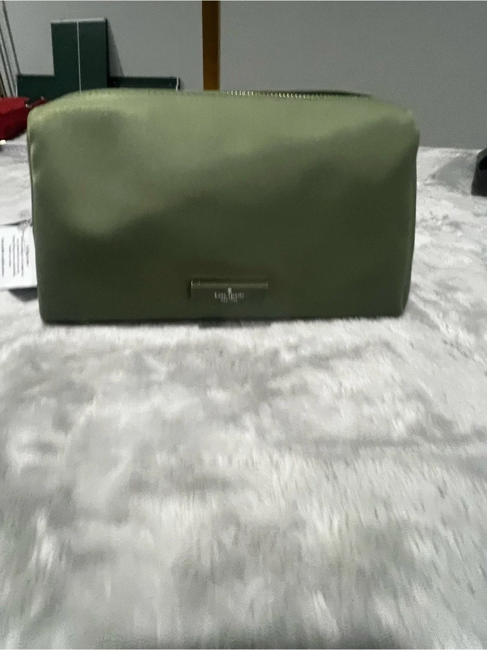 NWT Kate Spade Carter Nylon Cosmetic Pouch in Cedar Stand Green