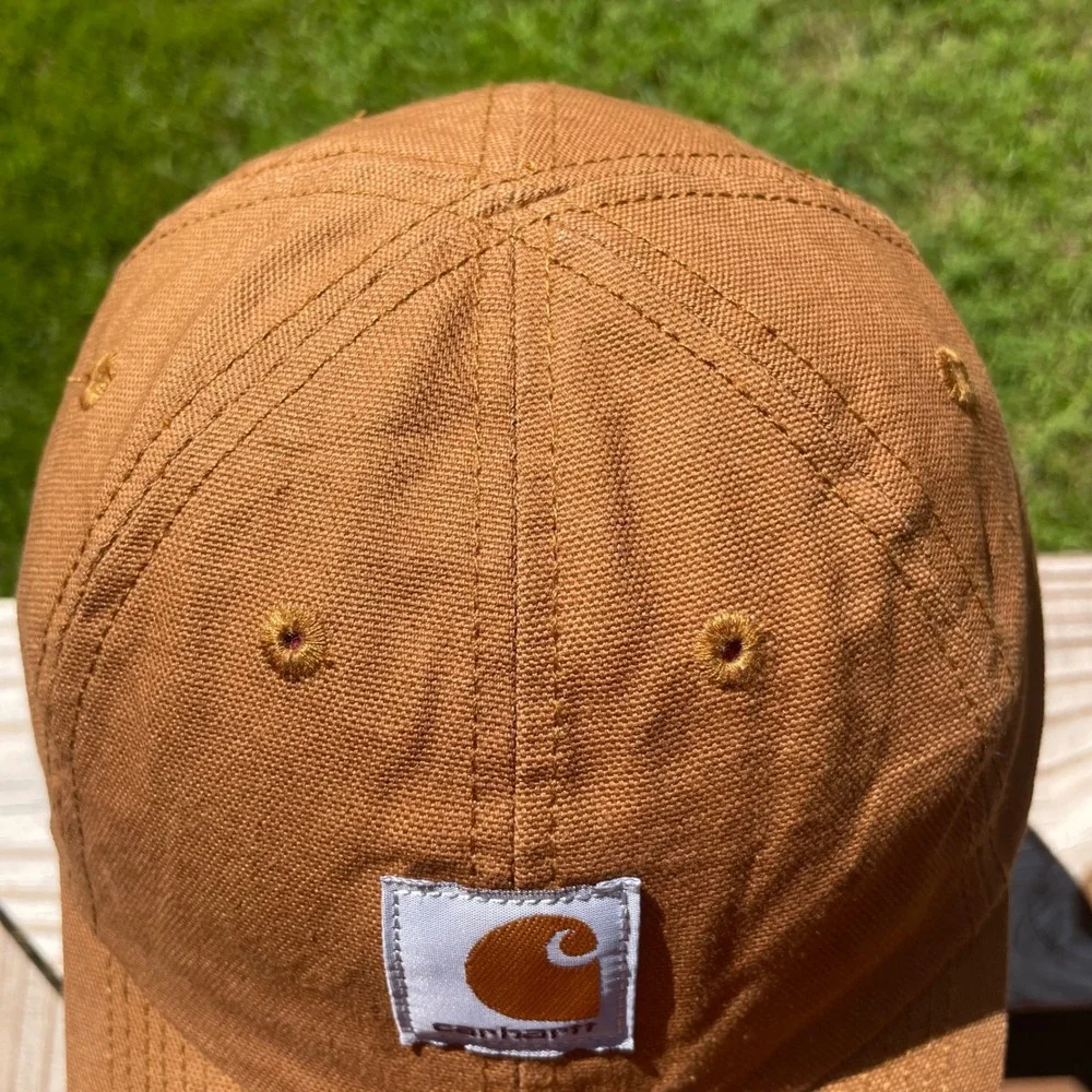 Carhartt Kids Canvas Baseball Cap Brown Adjustable Hat Logo Patch OSFM
