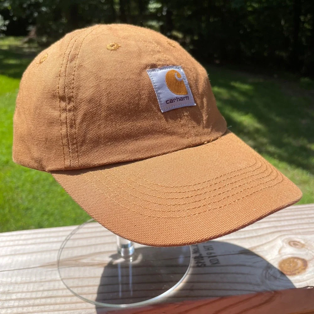 Carhartt Kids Canvas Baseball Cap Brown Adjustable Hat Logo Patch OSFM