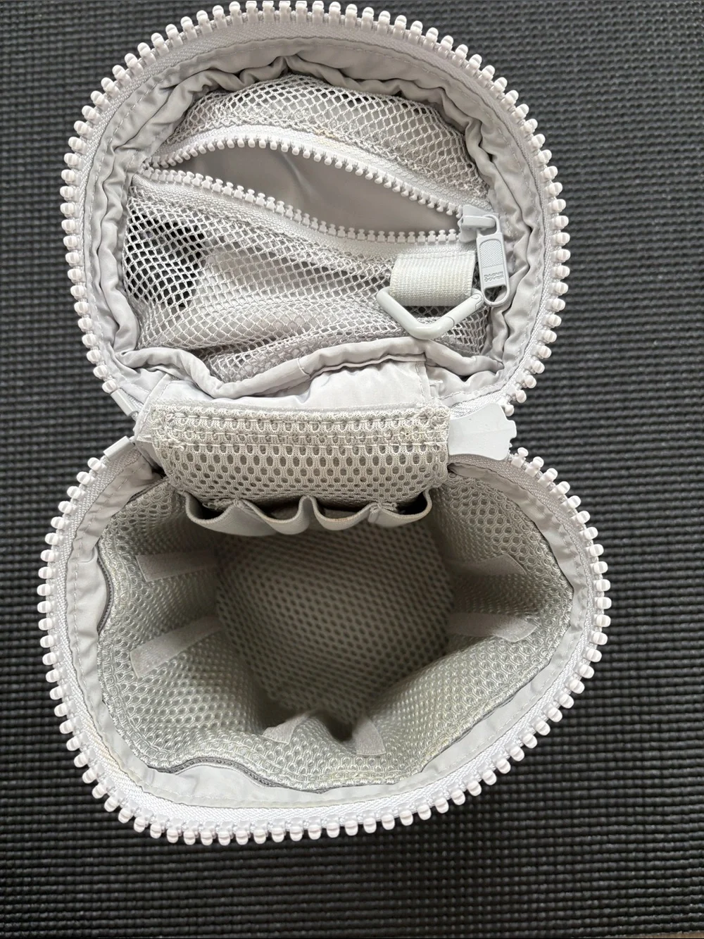 Dagne Dover Silver Padded Round Cosmetic Case with Top Handle