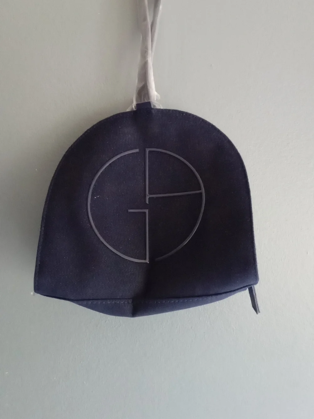 Giorgio Armani Parfums Navy Blue Canvas Cosmetic Bag Pouch GA Logo