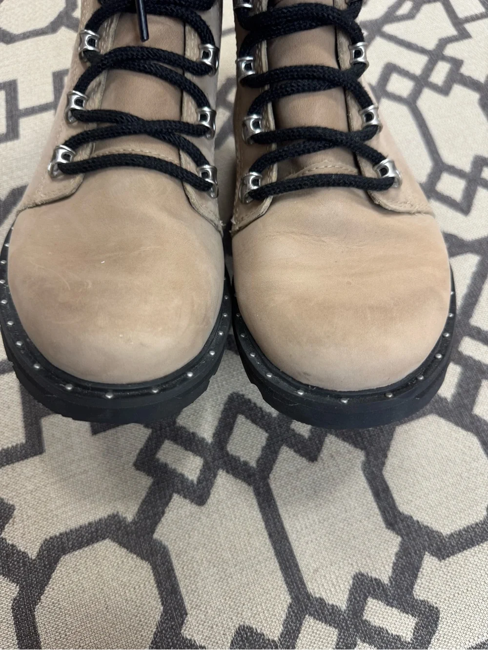SOREL Lennox Lace Waterproof Suede Combat Moto Lug Boots Sandy Tan 7.5