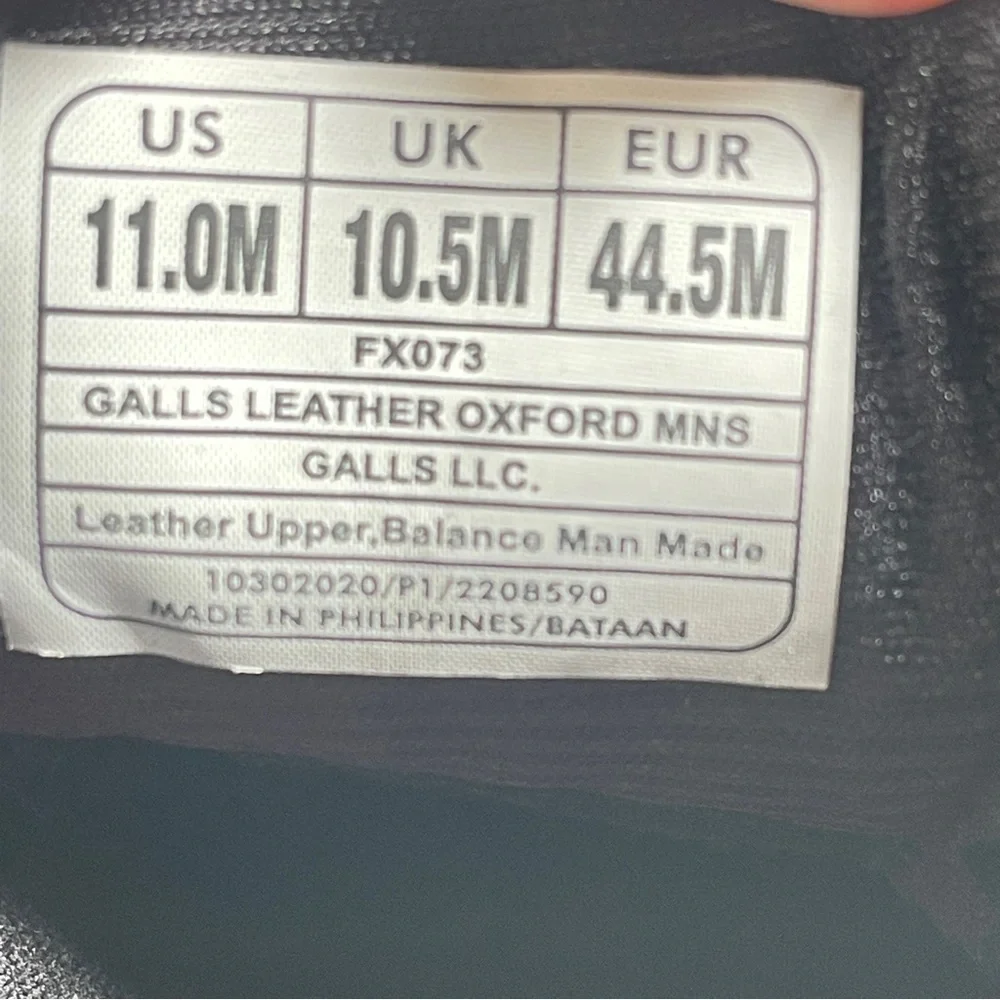 Galls Classic Black Lace-Up Leather Shoes in size 11