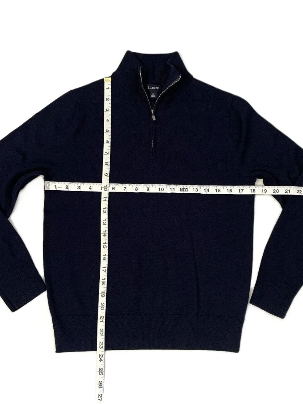 J.Crew Quarter Zip Sweater Men Small Merino Wool Blend Navy CA562 Lightweight