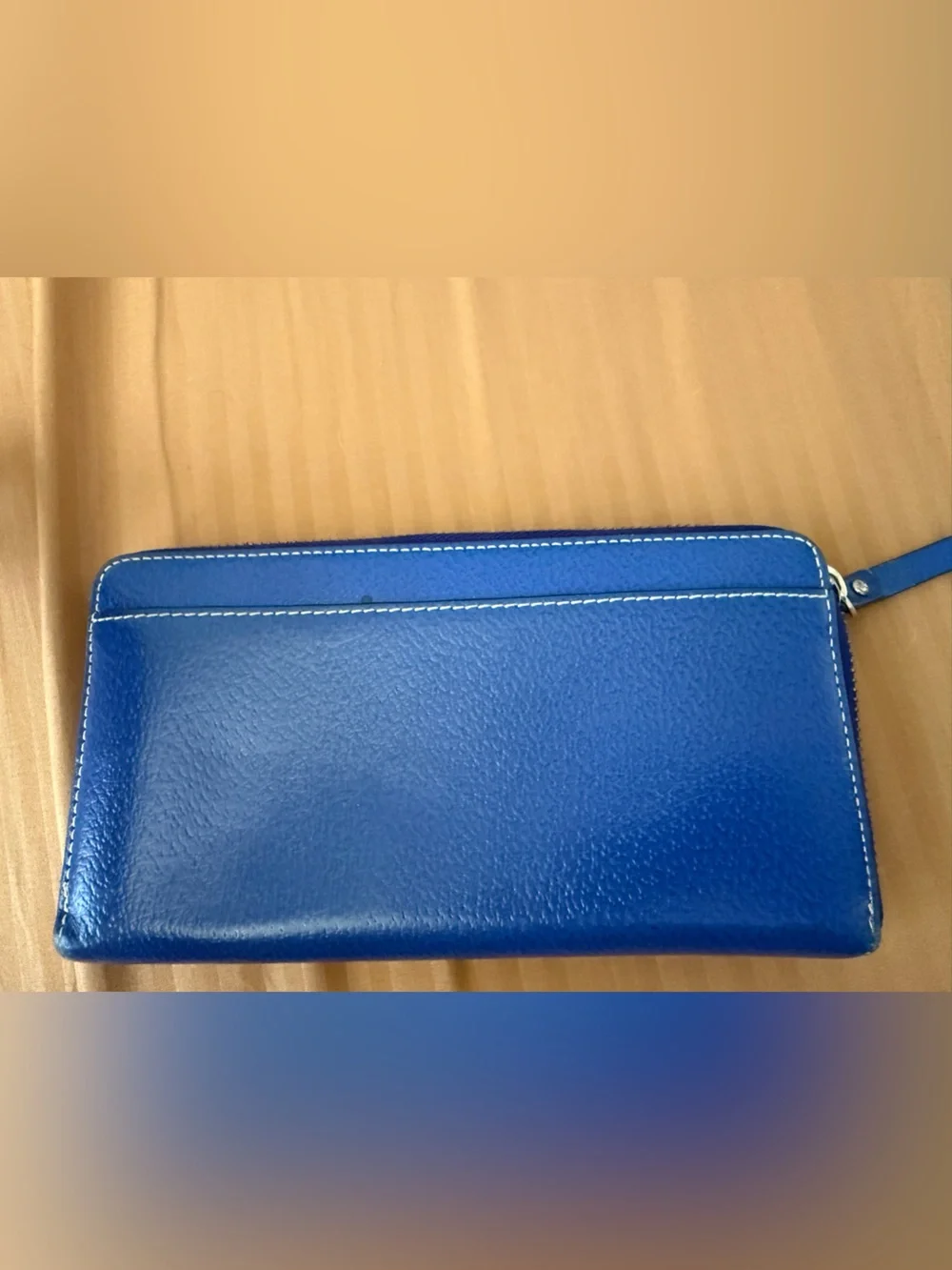 kate spade Blue Pebbled Leather Cosmetic Pouch