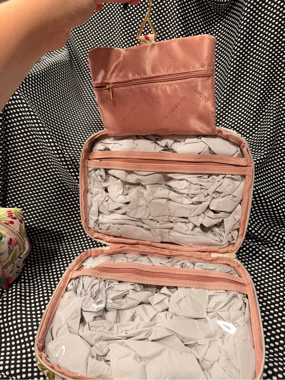 Vince Camuto Pink Floral Cosmetic Bag Set