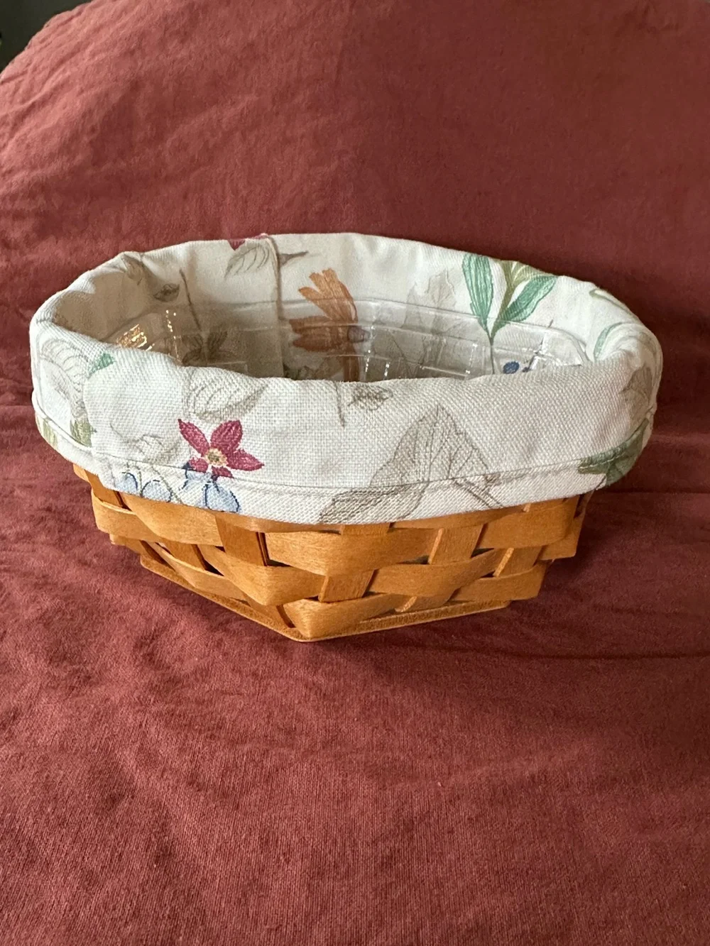Longaberger Hexagon-Shaped Basket with Fabric Liner and Protector (2001)