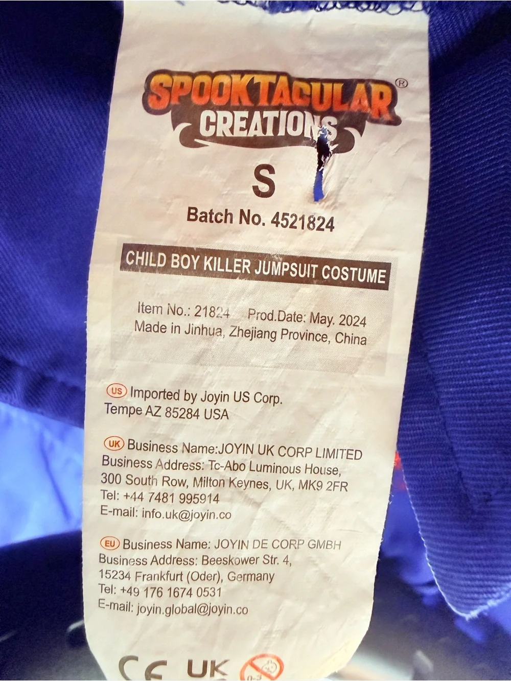 Spooktacular Creations Boys Killer Jumpsuit Halloween Costume cosplay dress up