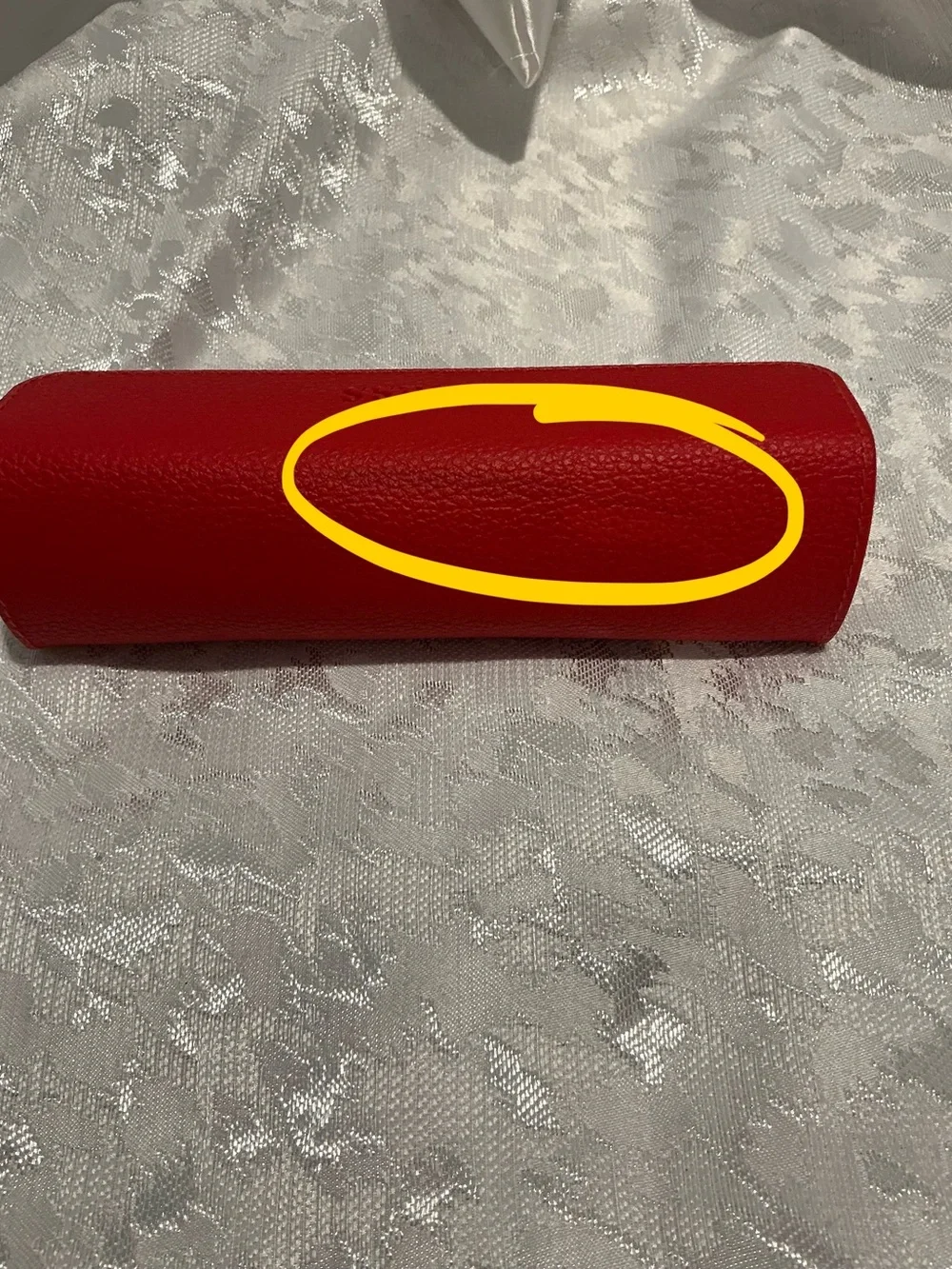 GUESS Red Pebbled Leather Eyewear Pouch