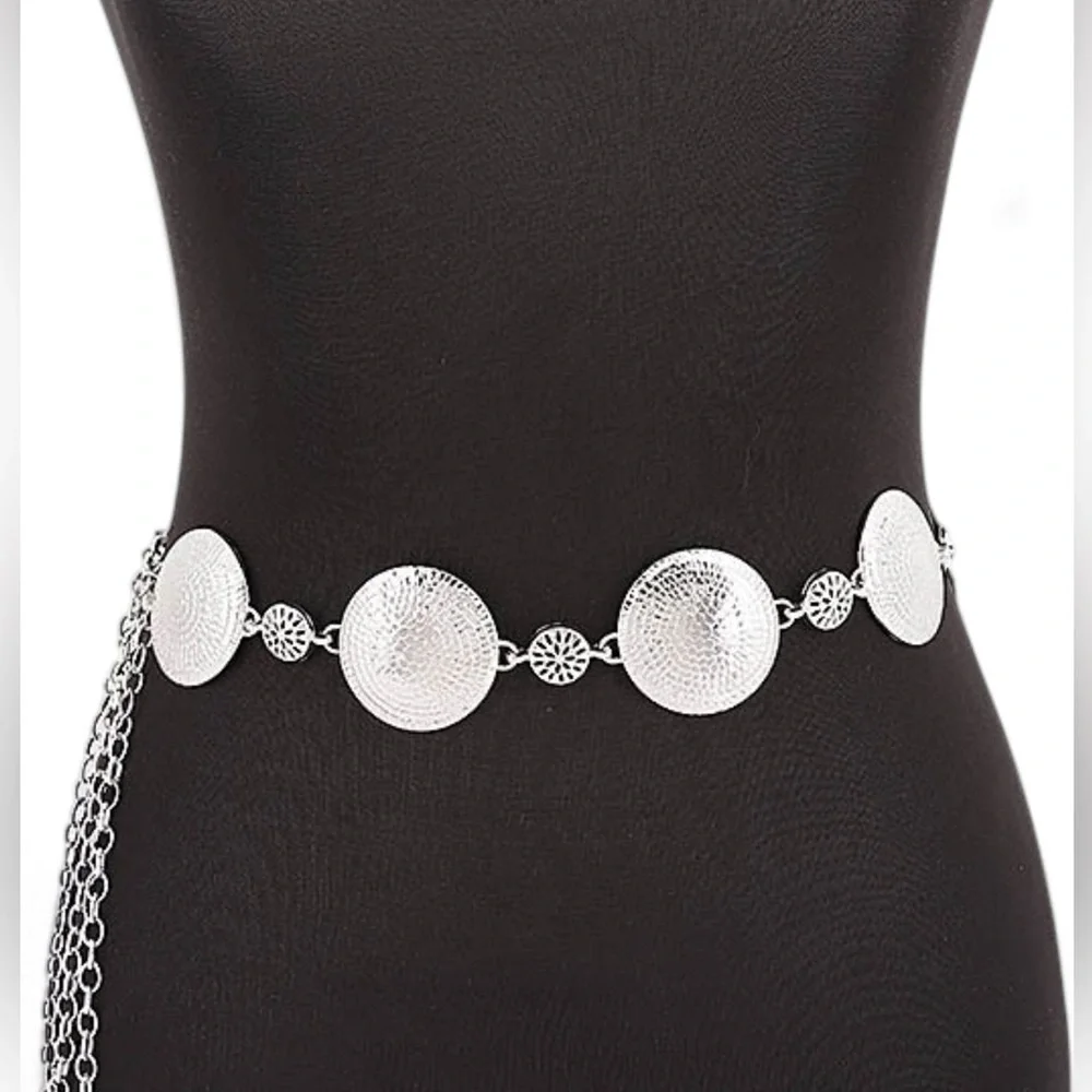 Silver or Gold Disc Chain Waist Chain Statement Belt