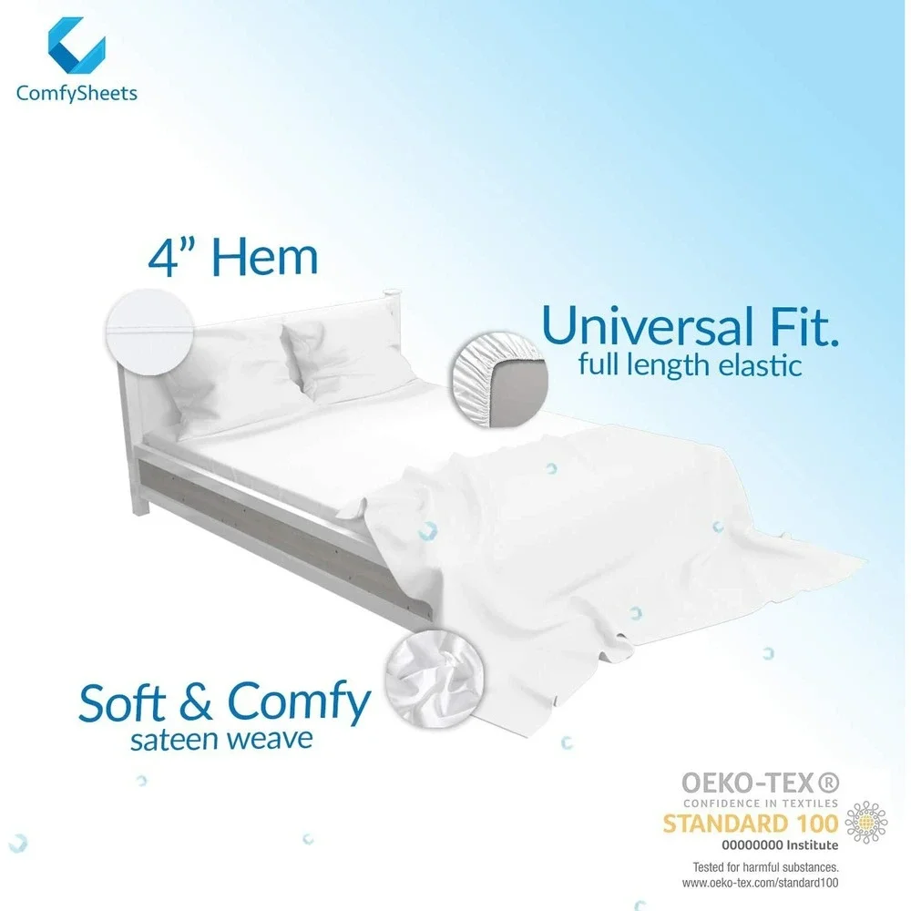 COMFY SHEETS 100% Egyptian Cotton 4-Piece Sheet Set 1000TC (Light Blue, King)