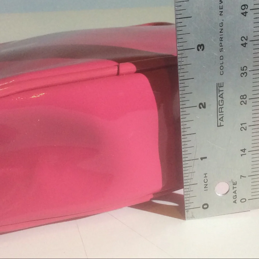 Shiseido Hot Pink Square Cosmetic Case Makeup Bag Zip Closure Satin Lined