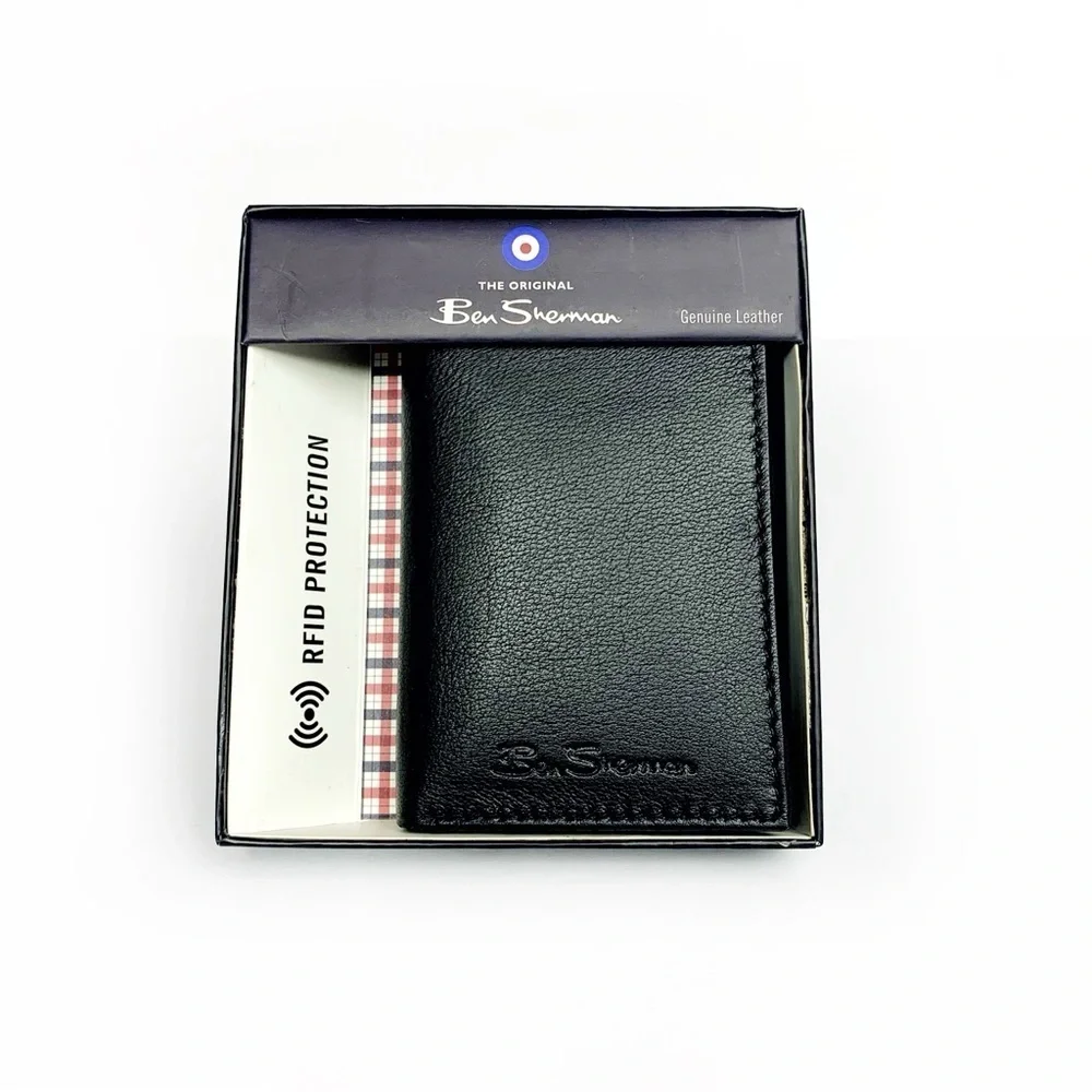 Ben Sherman Black Tri-Fold Genuine Leather Wallet