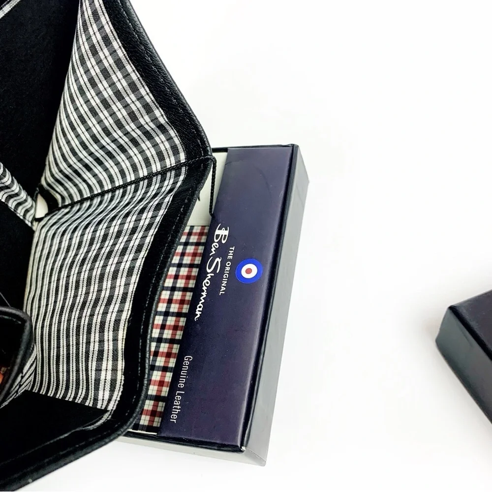 Ben Sherman Black Tri-Fold Genuine Leather Wallet