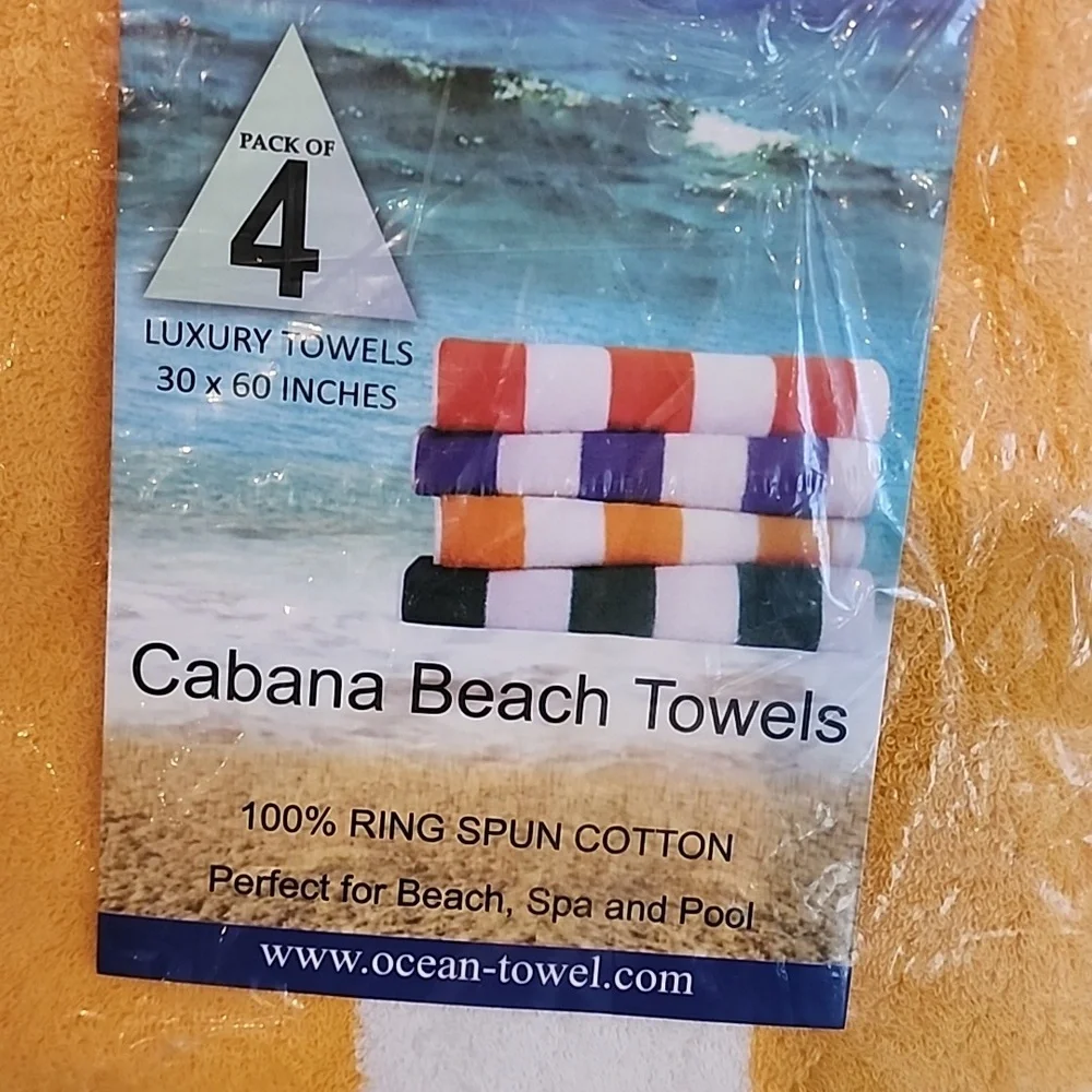 Ocean Towel Pack Of 4 Cabana Beach Towels 100% Ring Spun Cotton Brand New