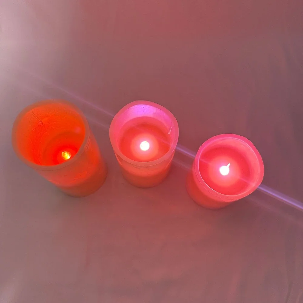Glow Candles LED Pillar Candles Cream Color Changing Remote Set of 3