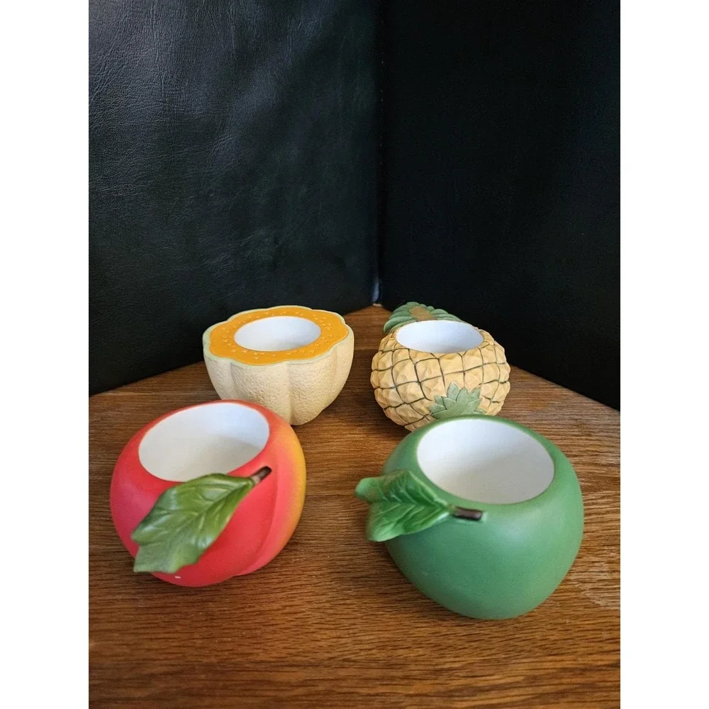 Vintage PartyLite Fruit Splash P7149 Set 4 Votive Tealight Candle Holders 90s