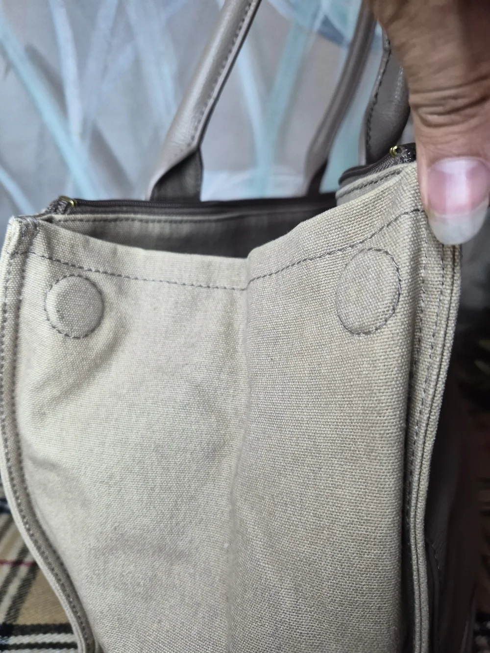Tory Burch Taupe Leather Tote Shoulder Bag
