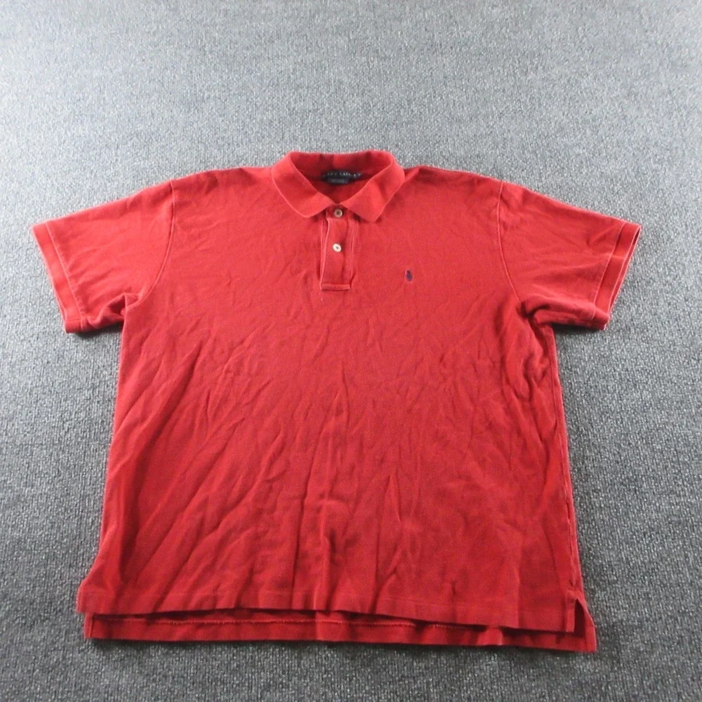 Ralph Lauren Polo Shirt Mens XL Red Short Sleeve Cotton Pony Logo Casual Pique‎