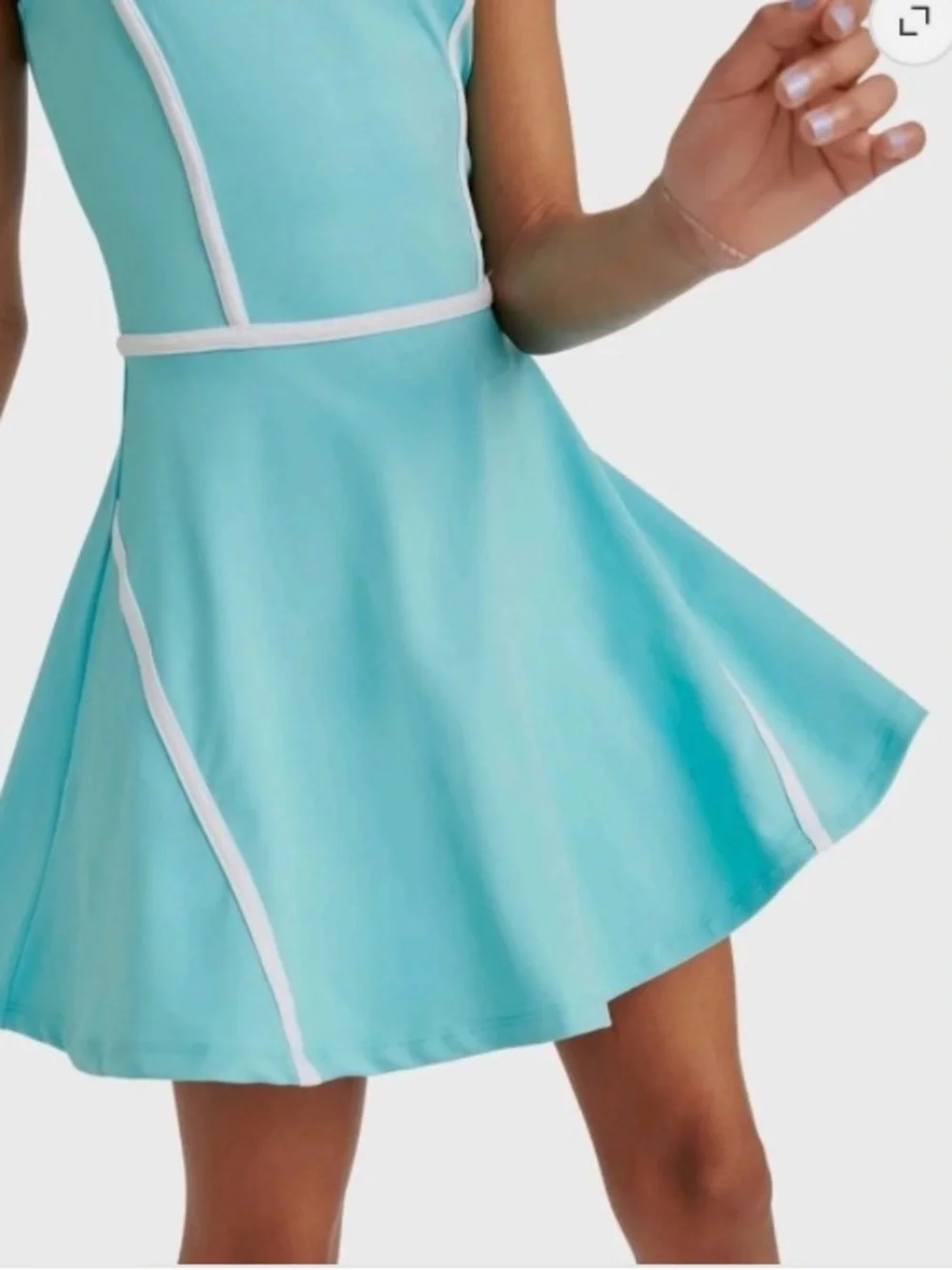 Justice Aqua Fit-and-Flare Dress with White Trim Built in Shorts