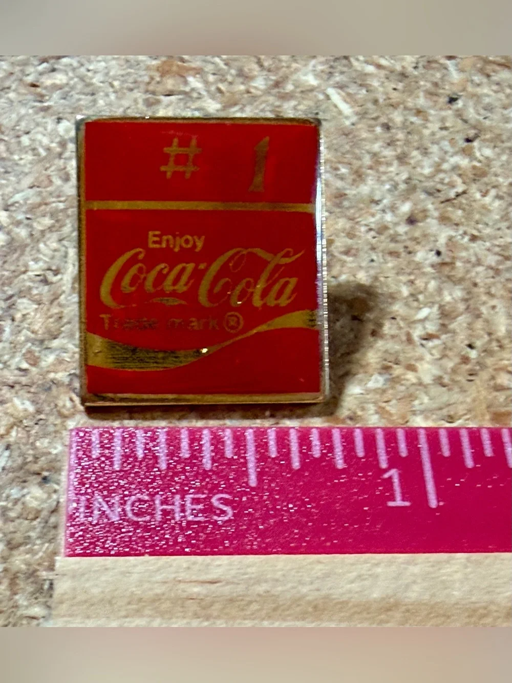 Vintage #1 Enjoy Coca-Cola Logo Red Gold Soda Collectible Enamel Lapel Hat Pin