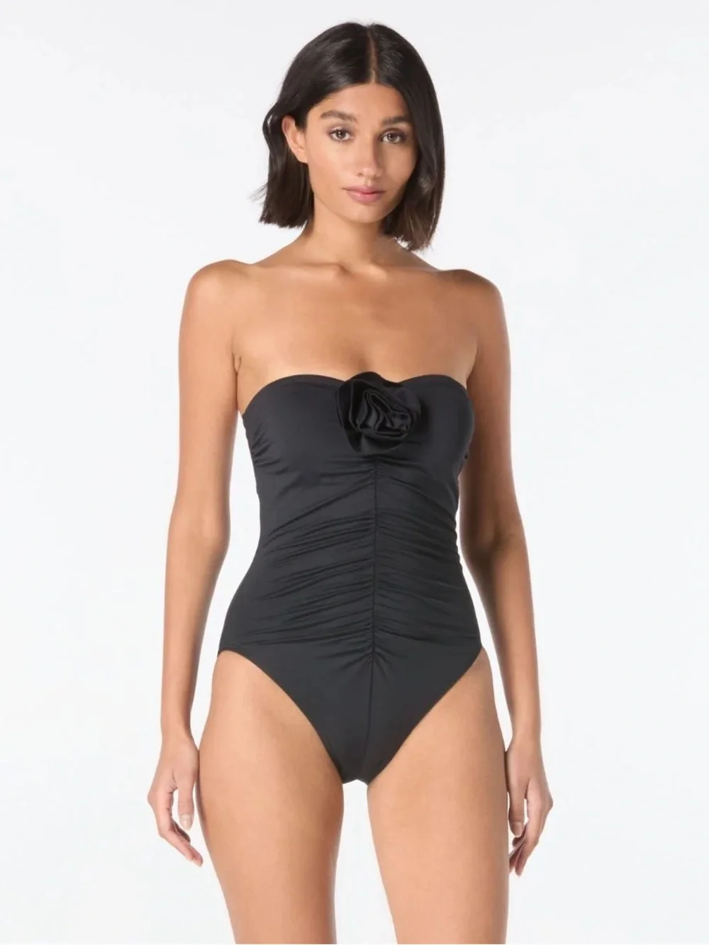 NWT Kate Spade Bandeau One Piece Swimsuit Rosette Solids Sz L