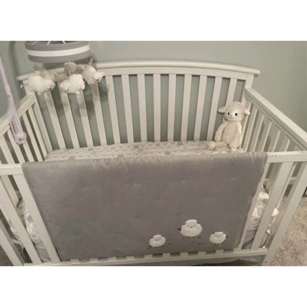 8 Pc. Signature Lambs & Ivy Goodnight Sheep Collection Grey Bedding Crib Set