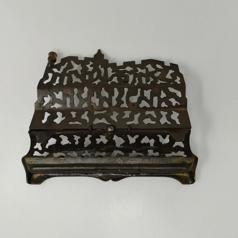 Vintage Brass Menorah Judaica Hanukkah MCM Chanukah Hebrew Marked No. 415 Israel