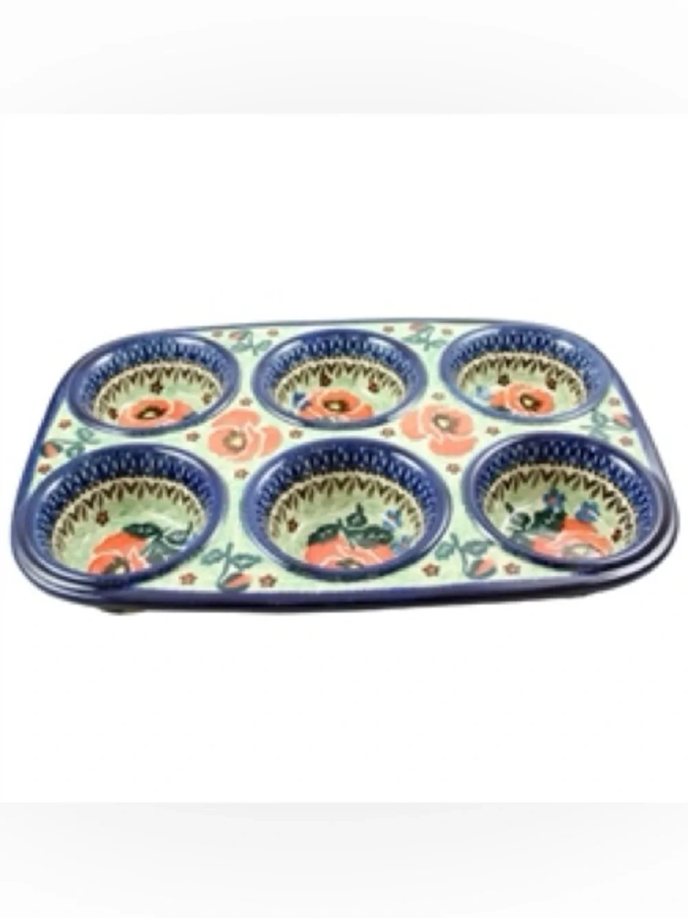 Unikat Polish Pottery Stoneware Muffin Pan 11.5 in. U1274