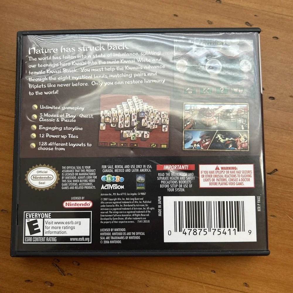 Mah Jong Quest Expeditions Nintendo DS Game tested Original Case Manual‎ Puzzle