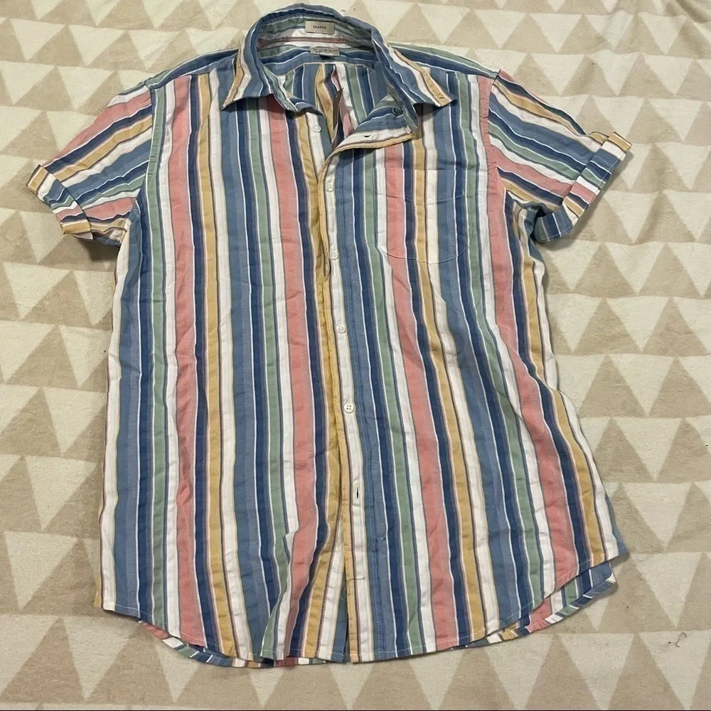 J crew yarn dyed seersucker shirt summer beach stripe