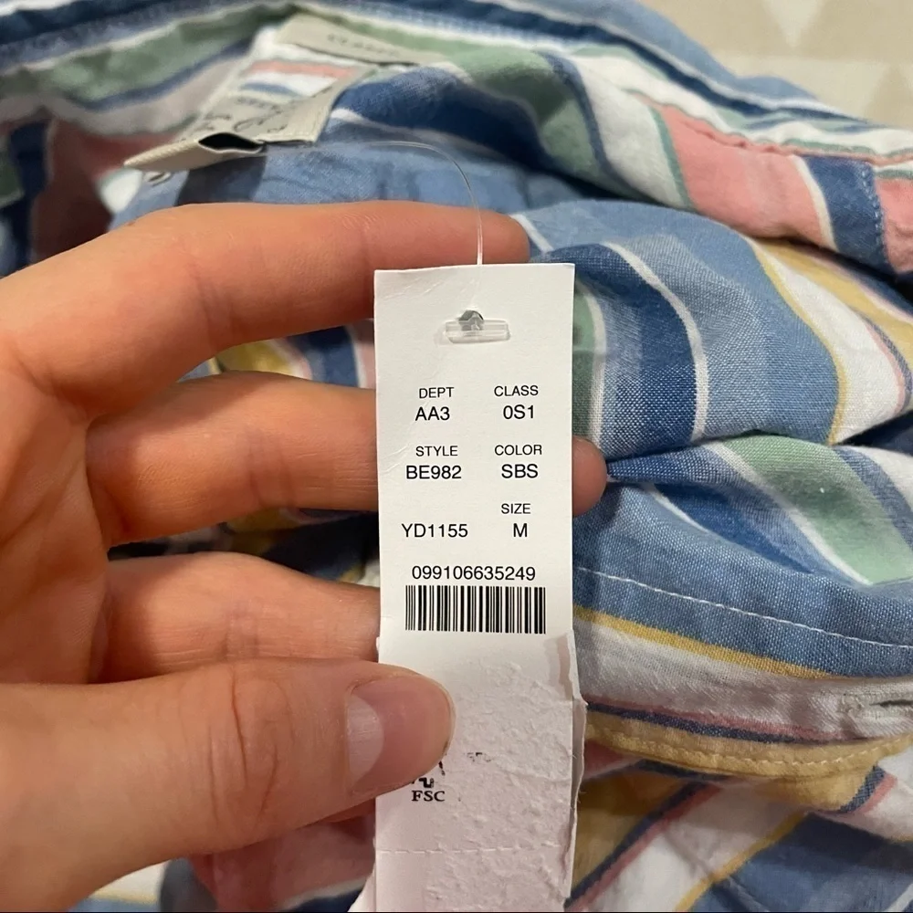 J crew yarn dyed seersucker shirt summer beach stripe