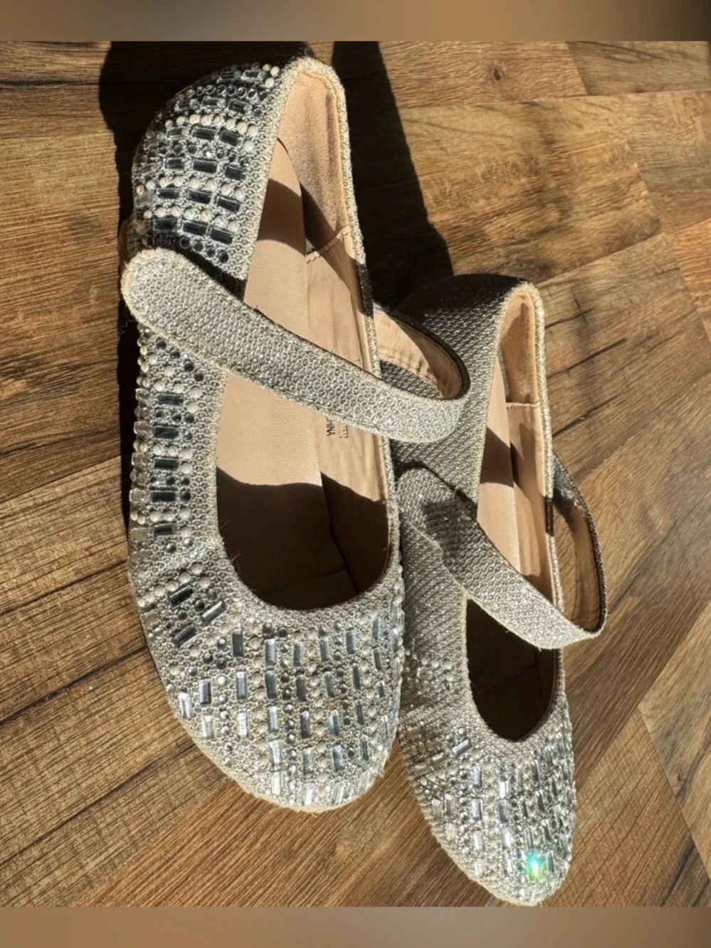 Selina Rhinestone Block Heel Mary Jane Dress Shoes Silver Princess Holiday 13