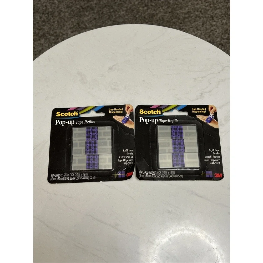 2 Scotch Pop-Up Gift Wrap Tape Strip‎ Refills 3 Strips 75 Strips/Pad 225 Total