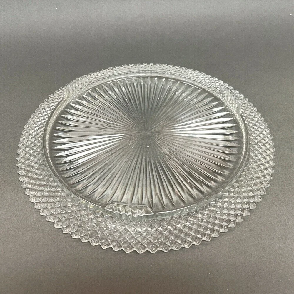 Vintage Clear Glass‎ Cake Plate Platter 12