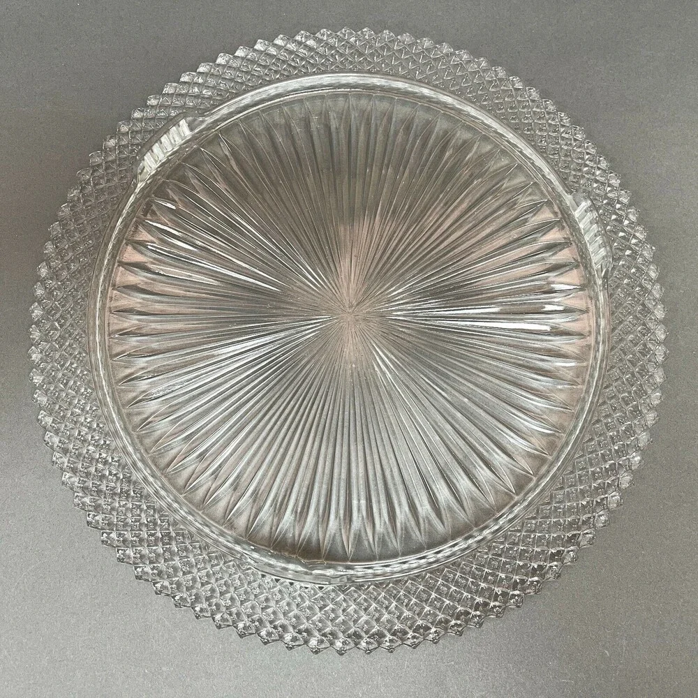 Vintage Clear Glass‎ Cake Plate Platter 12
