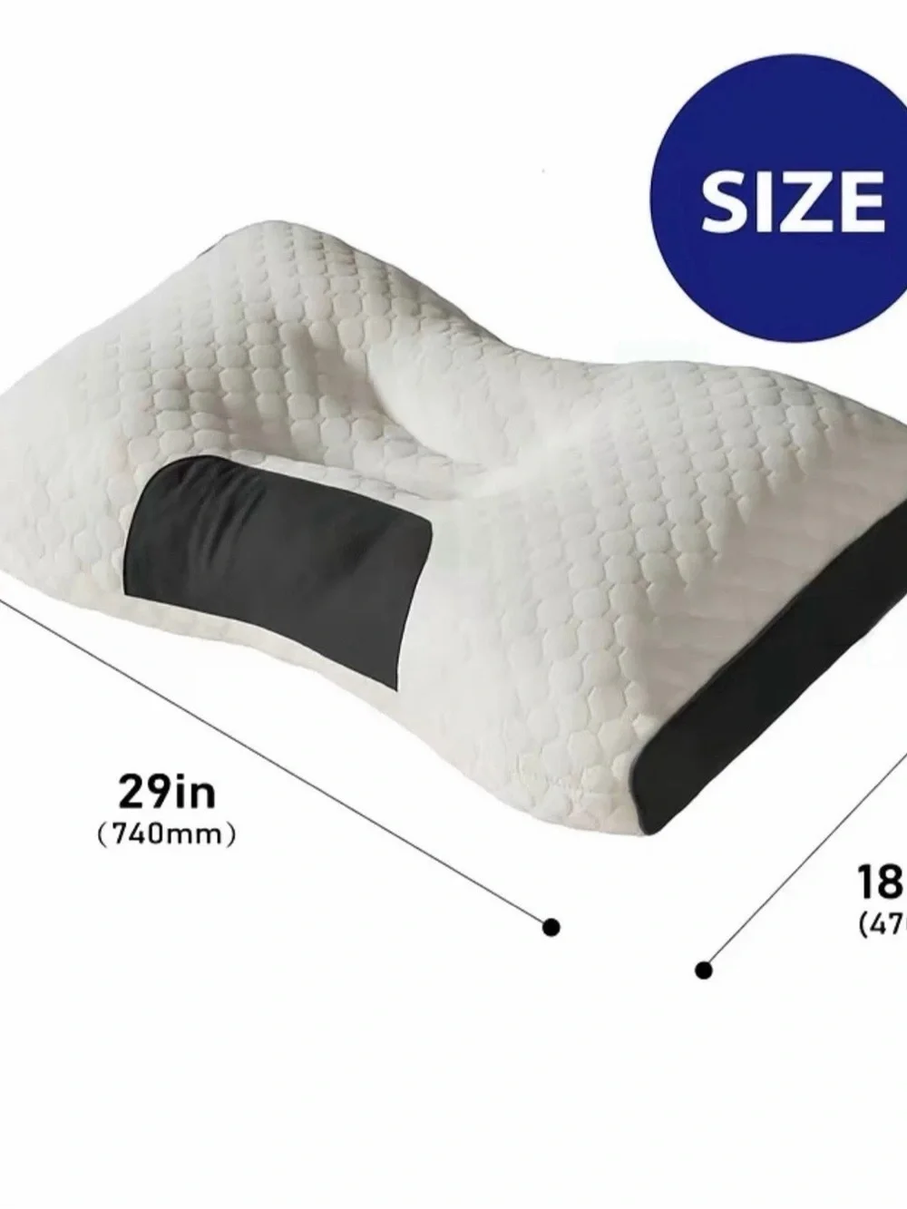 Ergonomic Contour Pillow in White and Gray - Supportive Home Bedding