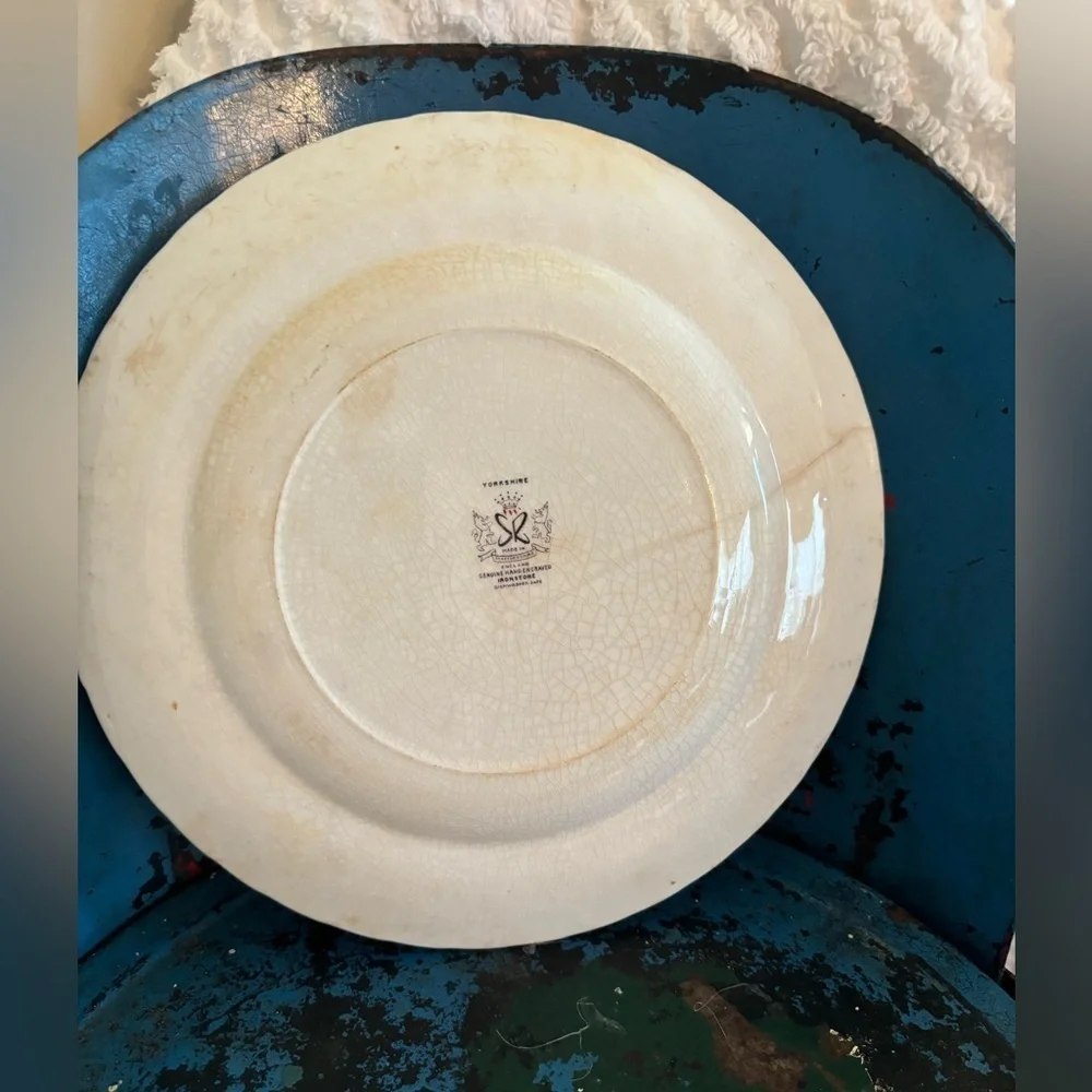 Vintage Yorkshire England Ironstone Plate. 10” Autumn | Farm | Hay Cart 1950’s