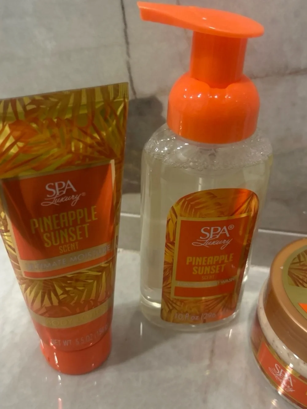 Pineapple Sunset Foaming Hand Wash, body scrub and lotion- Orange