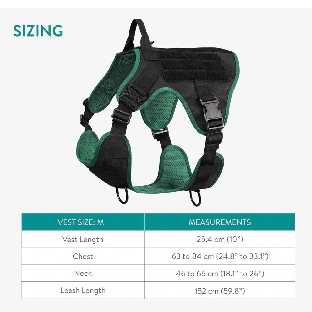 Tactical Dog Harness and Vest Set - Strong & Adjustable Fit with Metal D Ring