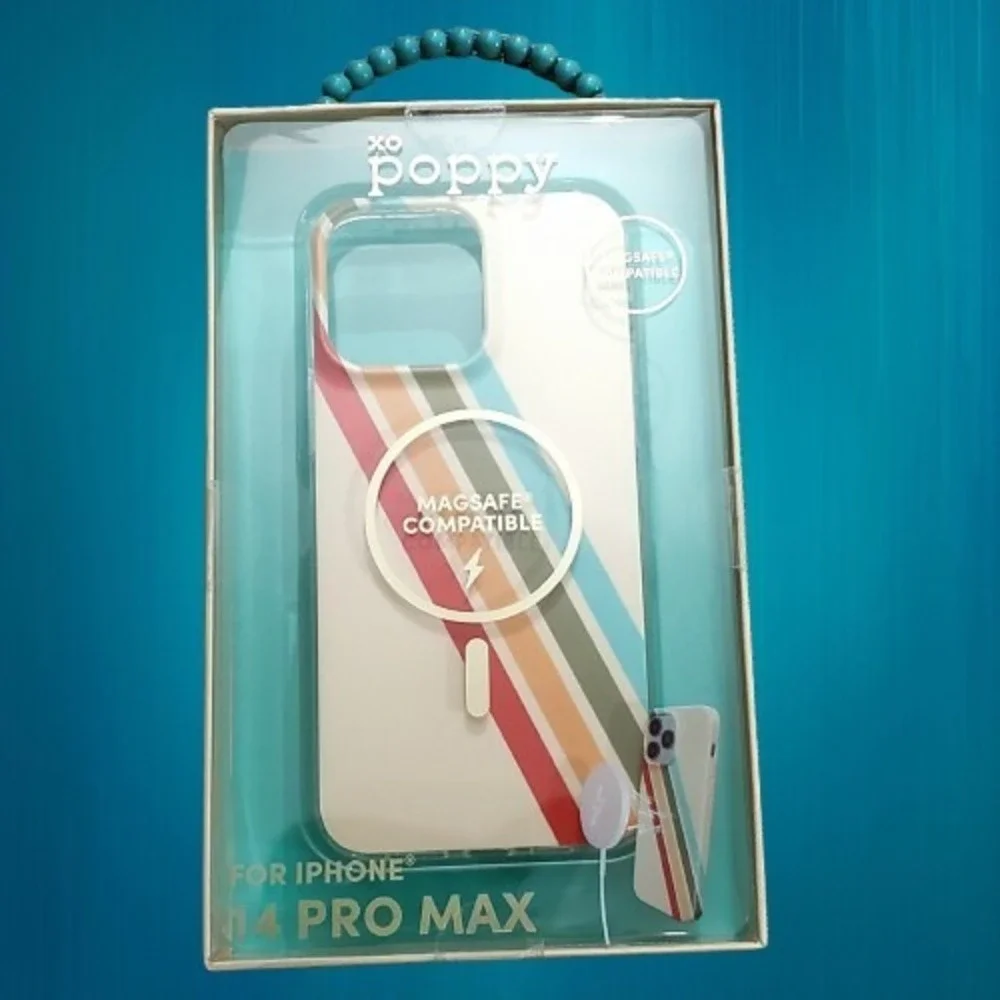 iPhone 14 PRO MAX Case New MagSafe Compatible Retro Rainbow Beige